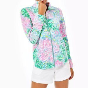 Lilly Pulitzer Leona UPF 50+ Multi Stargazer Zip-Up Jacket Round Hem Size XXL
